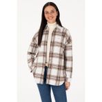 U.S. Polo Assn. Kadın Krem Uzun Kollu Oduncu Gömlek 50316698-VR027 - Haki - 289 - 34