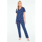 U.S. Polo Assn. - Kadın Lacivert Boydan Patlı Pijama Takımı