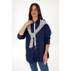 U.S. Polo Assn. Kadın Lacivert Uzun Kollu Keten Tunik Gömlek 50299794-VR033 - 42