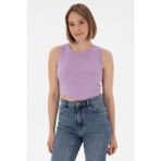 U.S. Polo Assn. Kadın Lila Kolsuz Bisiklet Yaka Crop Basic Tişört 50305695-vr034