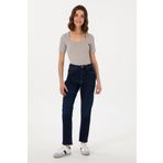 U.S. Polo Assn. Kadın Mavi Jean Mom High Waist Fit Pantolon 50308353-dn0022