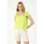 U.S. Polo Assn. Kadın Neon Sarı Kısa Kollu Gömlek 50264222-VR168 - Citron