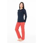 U.S Polo Assn. Kadın Pijama Takımı, Uzun Kollu, Düğmeli, Bisiklet Yaka, Lacivert, 3XL Beden