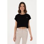 U.S. Polo Assn. Kadın Siyah Crop Bisiklet Yaka Tişört 50305682-vr046