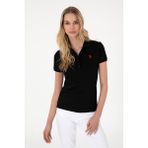 U.S. Polo Assn. Kadın Siyah Kolsuz Basic Polo Yaka Tişört 50300830-VR046 İnce Slim Fit Stil - XL