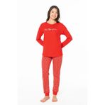 U.S Polo Assn. Kadın Uzun Kollu Bisiklet Yaka Paçası Bantlı Pijama Takımı, Kırmızı, S