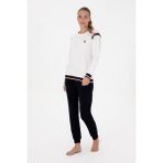 U.s. Polo Assn. Kadın Uzun Kollu Yuvarlak Yaka Dar Paça Pamuklu Kışlık Pijama Takımı S26118 - Ekru - XL
