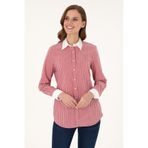 U.S. Polo Assn. Kadın Vişne Çizgili Uzun Kollu Tunik Gömlek 50297107-vr223