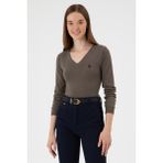 U.S. Polo Assn. Kadın Vizon V Yaka Basic Kazak 50313590-VR052