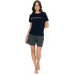 U.s. Polo Assn. Kadın Yuvarlak Yaka Alt Üst Çizgi Detay Pijama Şort Takım - Lacivert - 2XL