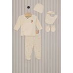 U.S. Polo Assn. Kız Bebek 5'li Zıbın Seti USB2107 Krem - 0 - 3 Ay