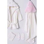 U.S. Polo Assn Kız Bebek Bornoz Set Ekru