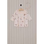 U.S. Polo Assn. Kız Bebek Krem Elbise, Uzun Kollu, Bebe Yaka, Meyve Desenli, 2'li Takım, 3 Yaş