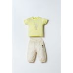 U.S. Polo Assn. Kız Bebek Sarı Takım, Kısa Kollu T-Shirt ve Lastikli Paçalı Pantolon, 6-9 Ay