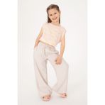 U.S. Polo Assn. Kız Çocuk Bej Loose Fit Modal Karışımlı Kanvas Pantolon 50309120-VR011 - 3 - 4 Yaş - Dropsuz