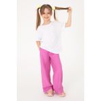 U.S. Polo Assn. Kız Çocuk Fuşya Loose Fit Modal Karışımlı Kanvas Pantolon 50309120-VR023 - 6 - 7 Yaş - Dropsuz