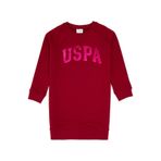 U.S. Polo Assn. Kız Çocuk Koyu Frambuaz Payet Detaylı Bisiklet Yaka Sweat Örme Elbise 50314313-VR104