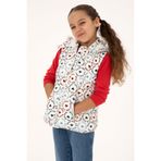 U.S. Polo Assn. Kız Çocuk Krem Kalp Desenli Kapüşonlu Şişme Yelek 50313176-VR256