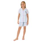 U.S. Polo Assn. Kız Çocuk Pijama Takımı, Gömlek Yaka, Kısa Kol, Pembe, 6-7 Yaş