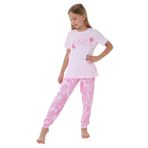 U.S. Polo Assn. Kız Çocuk Pijama Takımı, Pembe, Çiçek Desenli, 12-13 Yaş