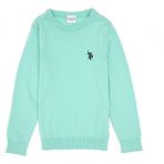 U.S. Polo Assn. Kız Çocuk Yeşil Bisiklet Yaka Basic Kazak 50316808-VR250 - Mentol - 7 - 8 Yaş