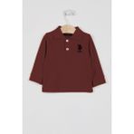 U.S. Polo Assn. Lisanslı Classic Bordo Erkek Bebek Uzun Kol Yakalı Sweatshirt