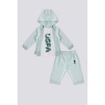 U.S. Polo Assn. Lisanslı Colorful Text Yeşil Erkek Bebek Eşofman Takımı - Su Yeşili - 9 - 12 Ay