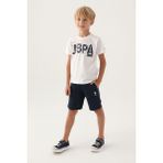 U.S. Polo Assn. Lisanslı Numbers Lacivert Erkek Çocuk Bermuda Takım - Krem - Lacivert - 14 - 15 Yaş