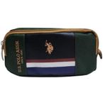 U.S. Polo Assn. PLKLK23094 Standart Çift Gözlü Deri-Süet Haki Yeşil Kalem Çantası