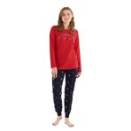 U.S. Polo Assn. Sıfır Yaka Bilekli Kışlık Bayan Pijama Takım USPA52861KP Kırmızı XL