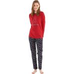 U.S. Polo Assn. Sıfır Yaka Pamuklu Kışlık Bayan Pijama Takım Kırmızı L
