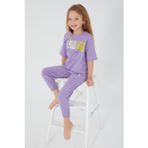 U.S. Polo Assn. U.S. Polo Assn 1418 Garson Sea Blue Kız Çocuk Kısa Kol Pijama Takım