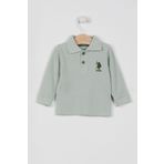 U.S. Polo Assn. USB998 Haki Erkek Bebek Uzun Kol Yakalı Sweatshirt