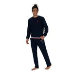 U.S. POLO ASSN. Uzun Kollu Pijama Takımı, 2XL, USP18920, Lacivert, erkek