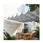 U-Şekilli Teleskopik Dalga Gölgelik Tente Mesh Tarp, HDPE UV90% Korumalı Geri Çekilebilir Güneş Gölge Yelken, pergola için Geri Çekilebilir U-şekilli gölge yelken(W2*L4m/W6.56*L13.12ft)