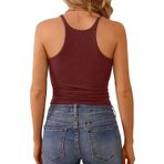 U Yaka İp Askılı Yüzücü Sırt Melanj Bordo Renk Crop Atlet Bluz (Bordo, L)