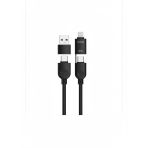 U17 4 in 1 Type-C To Type-C -Ligthning -USB Örgü 87W Şarj Kablosu U170690 Siyah