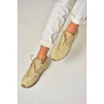 U312311602 Bej Hakiki Deri Süet Kadın Spor Ayakkabı Sneakers