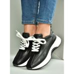 U555020503 Siyah Hakiki Deri Spor Ayakkabı Sneakers