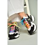 U602602502 Siyah/Beyaz Süet Kadın Spor Ayakkabı Sneakers