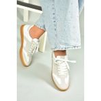 U652857302 Beyaz/gri Süet Kadın Spor Ayakkabı Sneakers - Beyaz - Gri