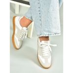 U652857302 Beyaz/Gri Süet Kadın Spor Ayakkabı Sneakers