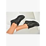 U702020709 Siyah Kalın Tabanlı Spor Ayakkabı Sneakers