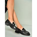 U704126508 Siyah Rugan Loafer Makosen Kadın Ayakkabı