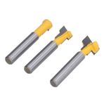 Uadme Kesici Yönlendirici Ucu, 3 Adet Anahtar Deliği Yönlendiriciler Bit Seti 1/4 "Shank T Yuvası Freze Kesiciler Sondaj Ahşap Aracı MDF, Laminat, Sunta, Akrilik