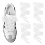 UamGlsob 2 Pairs dantel ayakkabı bağcığı Samba moda ayakkabı, 3CM geniş düz yumuşak fantezi ayakkabı bağcıkları kadınlar kızlar için spor yürüyüş, Beyaz, 36"/90cm