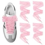 UamGlsob 2 Pairs dantel ayakkabı bağcığı Samba moda ayakkabı, 3CM geniş düz yumuşak fantezi ayakkabı bağcıkları kadınlar kızlar için spor yürüyüş, Pembe, 36"/90cm