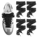 UamGlsob 2 Pairs dantel ayakkabı bağcığı Samba moda ayakkabı, 3CM geniş düz yumuşak fantezi ayakkabı bağcıkları kadınlar kızlar için spor yürüyüş, Siyah, 45"/115cm