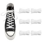 UamGlsob 3 Çift 1,5 cm Esnek Ayakkabı Bağcıkları, Converse Yüksek Üstler ve Düşük Üst, Düz Bungee Esnek Yedek Ayakkabı Bağcığı, 3 Çift Beyaz, 45''/115cm