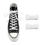 UamGlsob 5/16" Geniş Elastik Ayakkabı Bağcıkları Converse Yüksek Üstler için Yedek Bağcıklar, Esnek Düz Ayakkabı Bağcıkları Kamyonetler için Ayakkabı İpleri, Beyaz, 63"/160cm